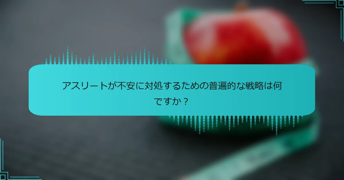 アスリートが不安に対処するための普遍的な戦略は何ですか？