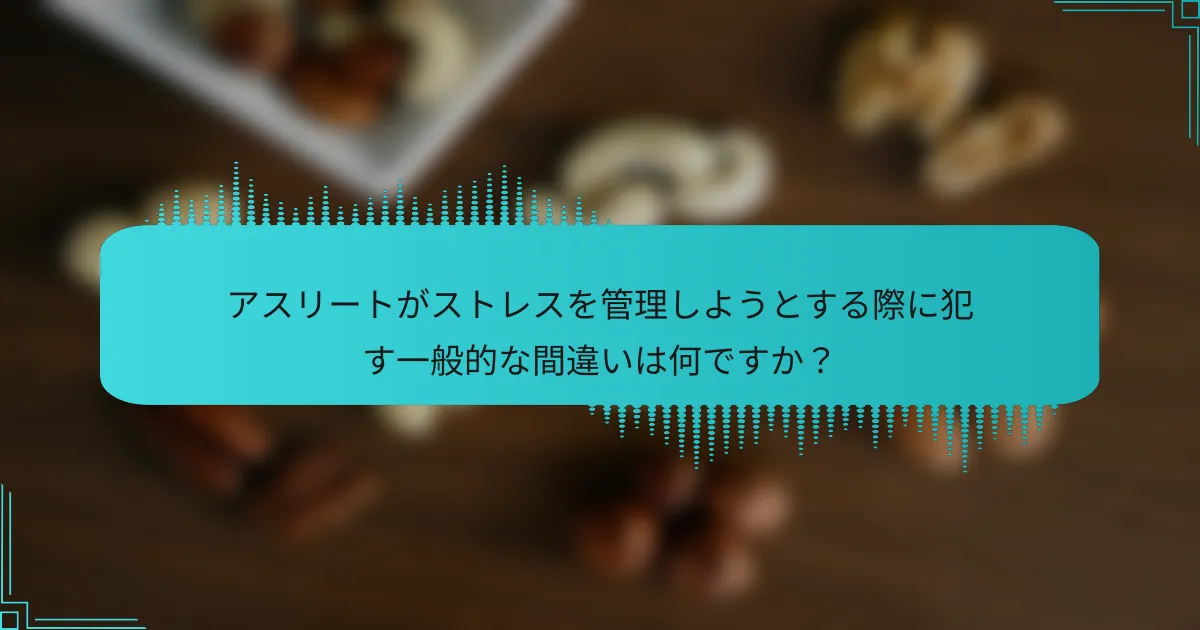 アスリートがストレスを管理しようとする際に犯す一般的な間違いは何ですか？