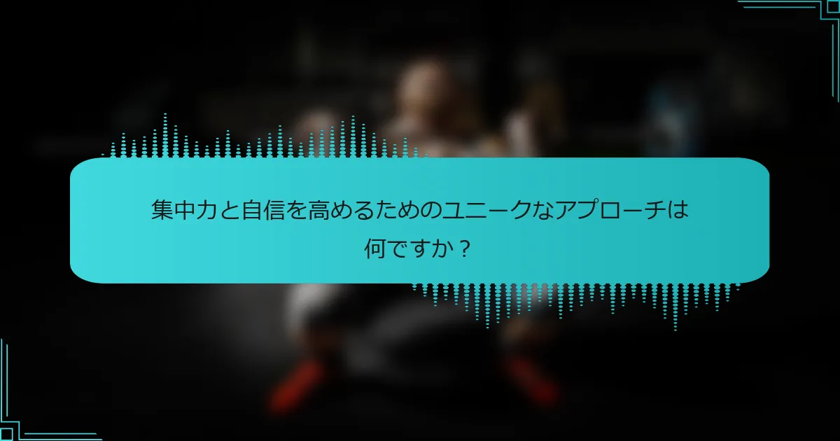 集中力と自信を高めるためのユニークなアプローチは何ですか?