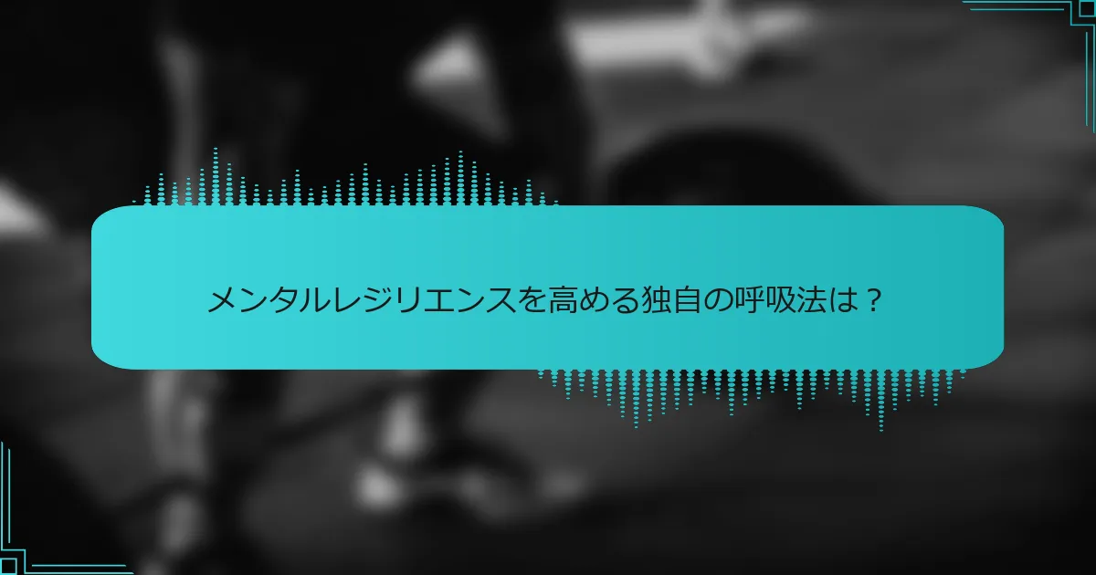 メンタルレジリエンスを高める独自の呼吸法は?