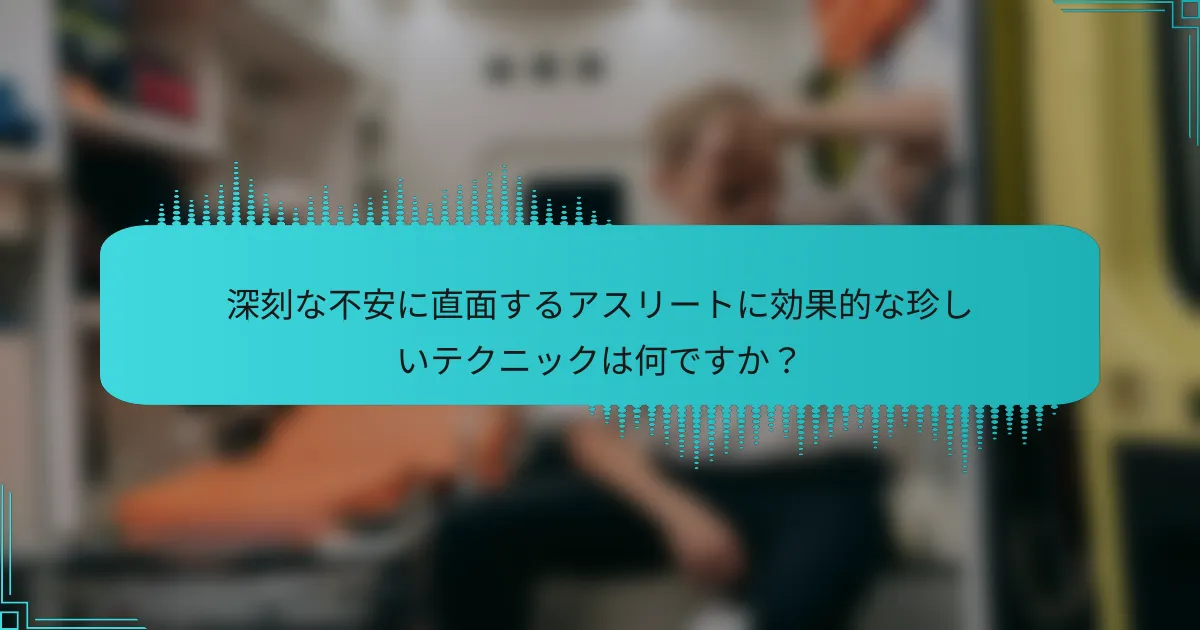 深刻な不安に直面するアスリートに効果的な珍しいテクニックは何ですか？